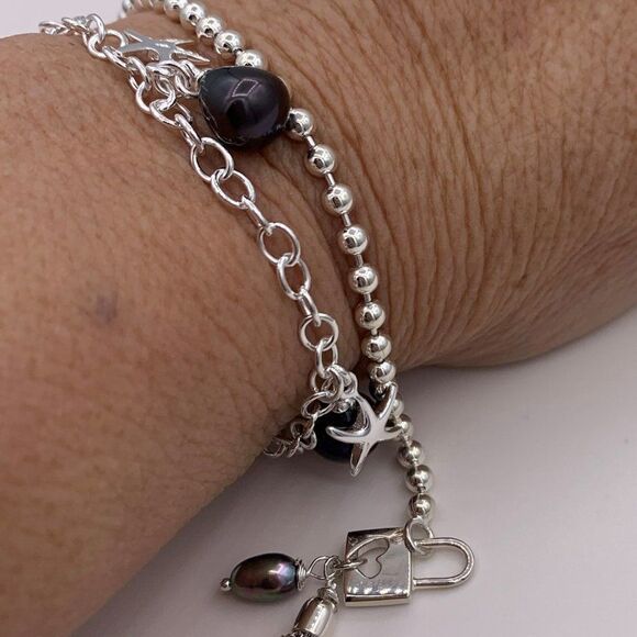 Ring, NWOT, real pearls, 925 sterling silver, 22 K gold, adjustable, statement - Picture 14 of 16